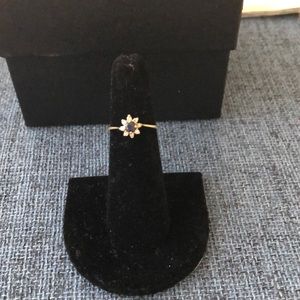 14k vintage sapphire and diamond ring sz 5 1/4